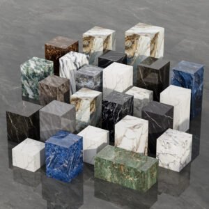 "Custom "Marble-Effect Square Pedestals & Tabletops – Personalized Decor Solutions