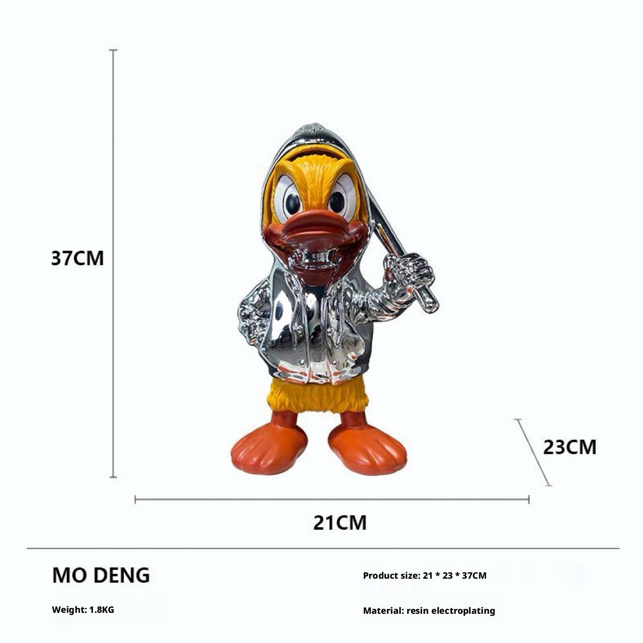 "Streetwise Duckie" – Chrome Urban Figurine - Image 6
