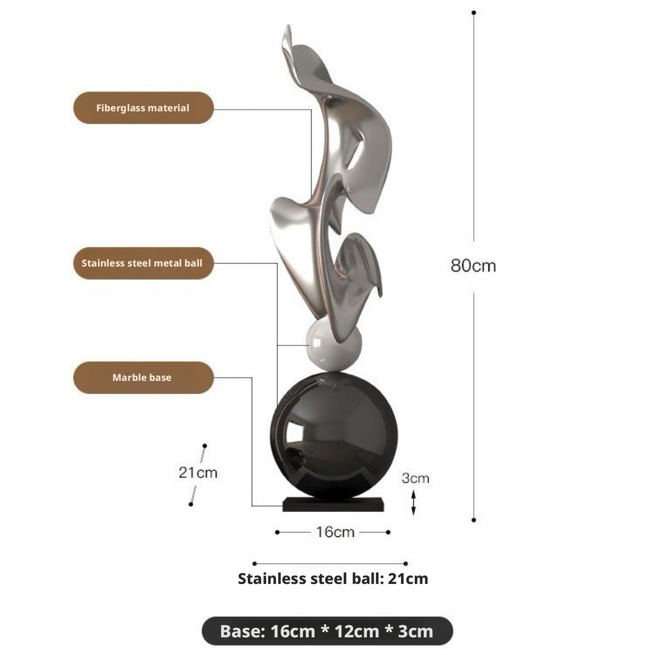 "EKSES" Modern Abstract Sculpture: Artistic Elegance in Gold & Marble - Image 10