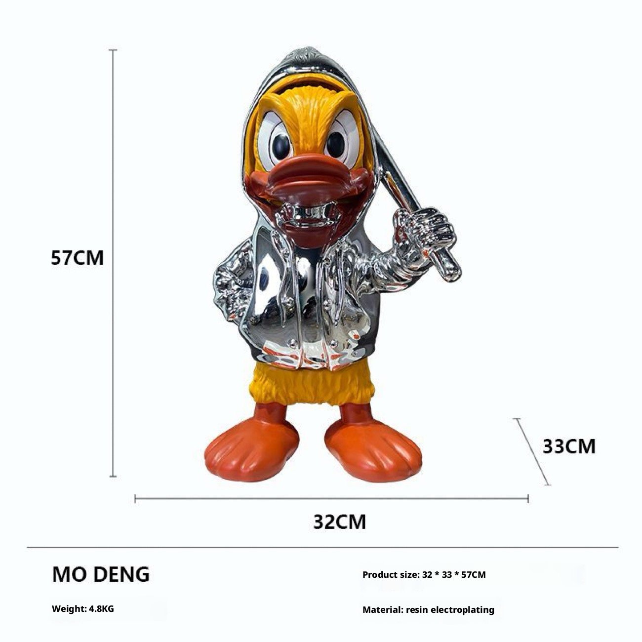 "Streetwise Duckie" – Chrome Urban Figurine - Image 7