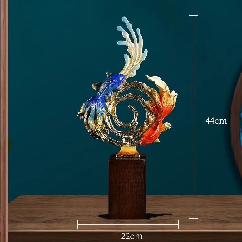 EXQUISITE ORNATE SWIMMING FISH SCULPTURE - Image 7