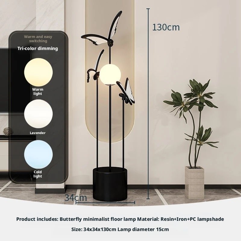 Butterfly Simple Floor Lamp: Elegant 3-Color Dimmable Lighting - Image 7