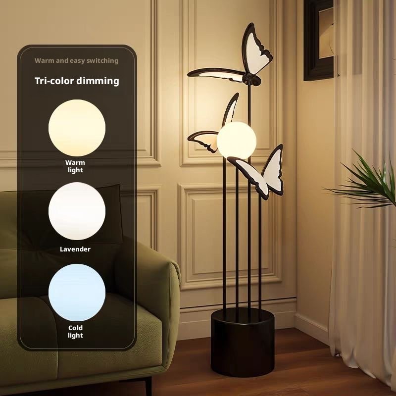 Butterfly Simple Floor Lamp: Elegant 3-Color Dimmable Lighting - Image 3