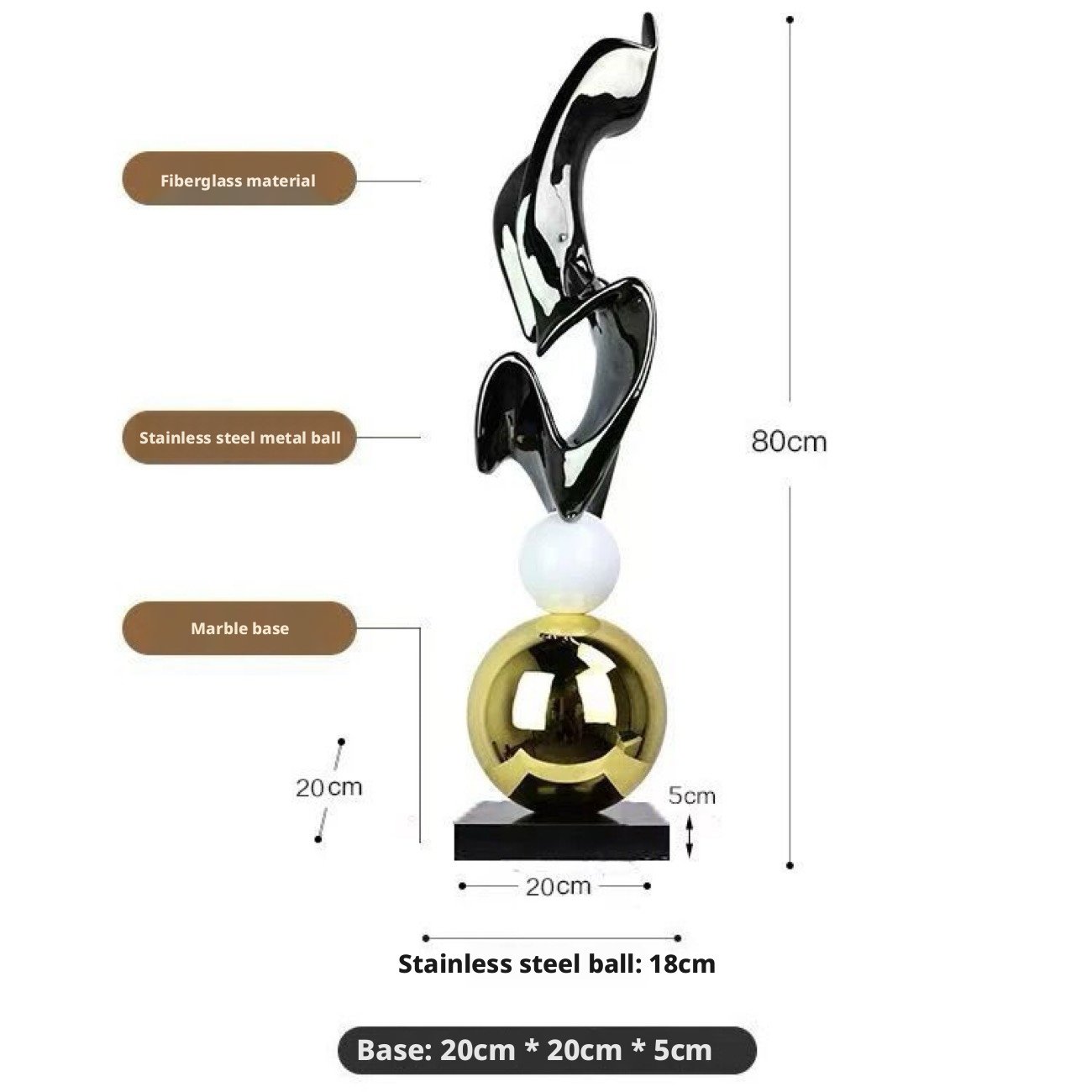 "EKSES" Modern Abstract Sculpture: Artistic Elegance in Gold & Marble - Image 6