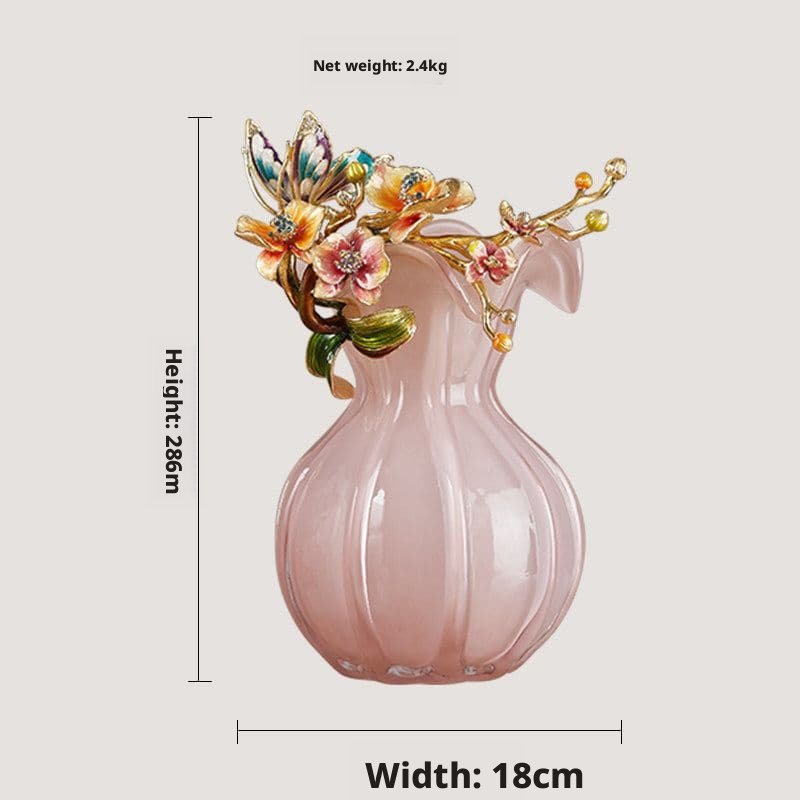 Enamel Floral Vase with Butterfly Motif – Handcrafted Luxury Decor - Image 9