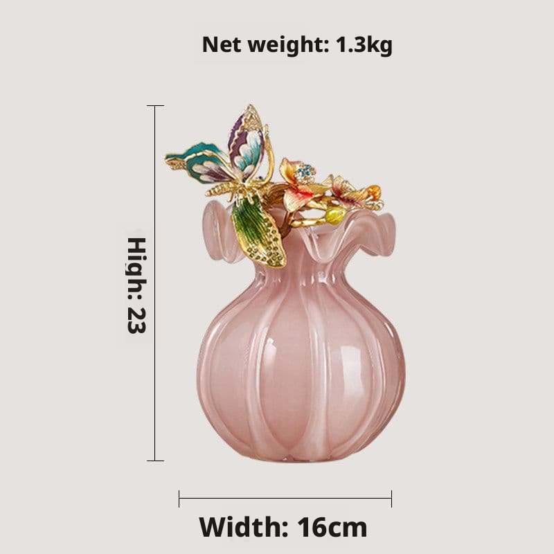 Enamel Floral Vase with Butterfly Motif – Handcrafted Luxury Decor - Image 8