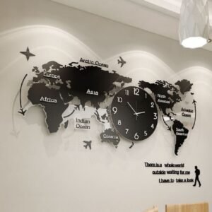 WALL ART CLOCK WITH GLOBAL MAP