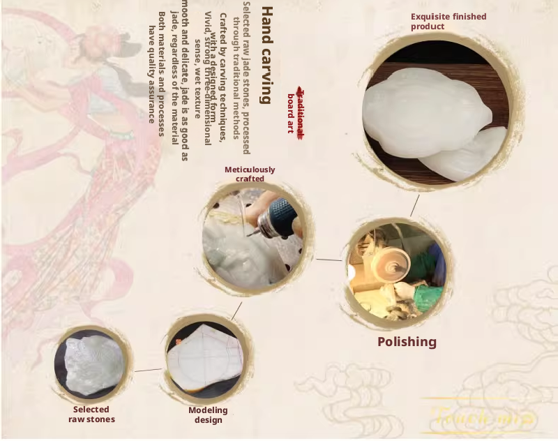 CHINESE JADE RUYI ORNAMENT WITH WOOD BASE - Image 7