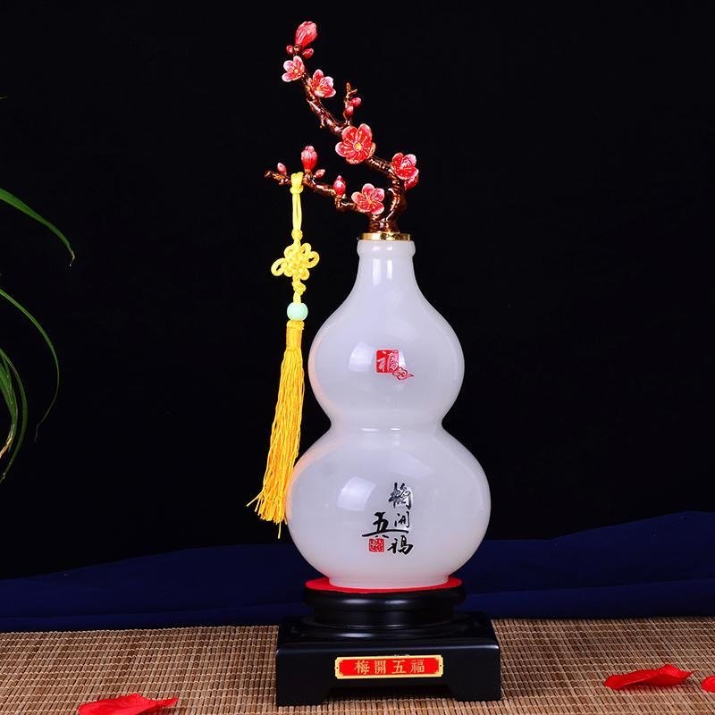 CHINESE GLAZE GOURD ORNAMENT WITH WOOD BASE