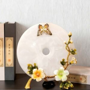 EXQUISITE JADE & ENAMEL TABLE ORNAMENT