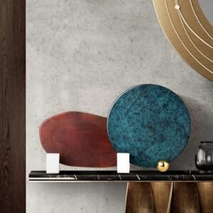 RUST-LIKE METAL ART ORNAMENT WITH MARBLE BASE