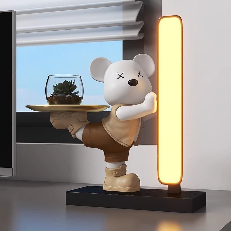 CHARMING BEAR WITH PLATE & LAMP - Image 3
