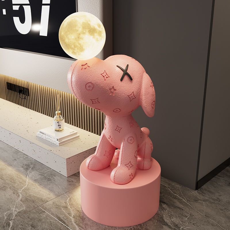 BEAGLE FLOOR SCULPTURE WITH MOON LAMP