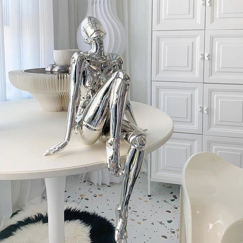 Hajime Sorayama-Inspired Metallic Goddess Sculpture