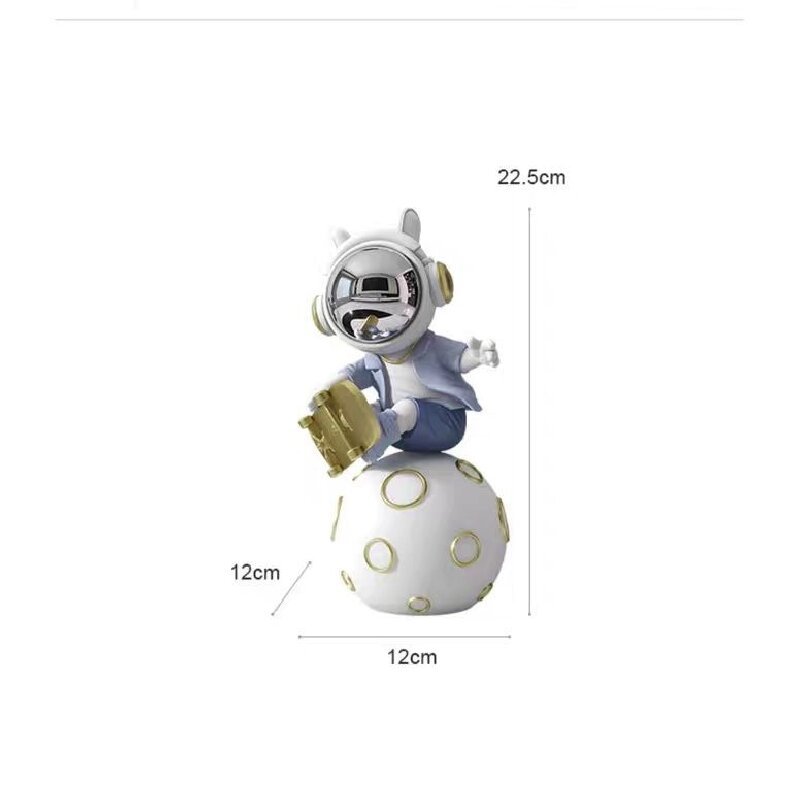 "Stellar Voyager" Astronaut Figurine: Chic Cosmic Decor - Image 3