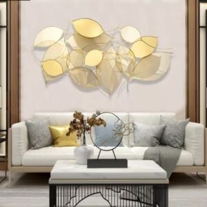 Metallic Leaf Wall Art – Soft Gold Organic Décor
