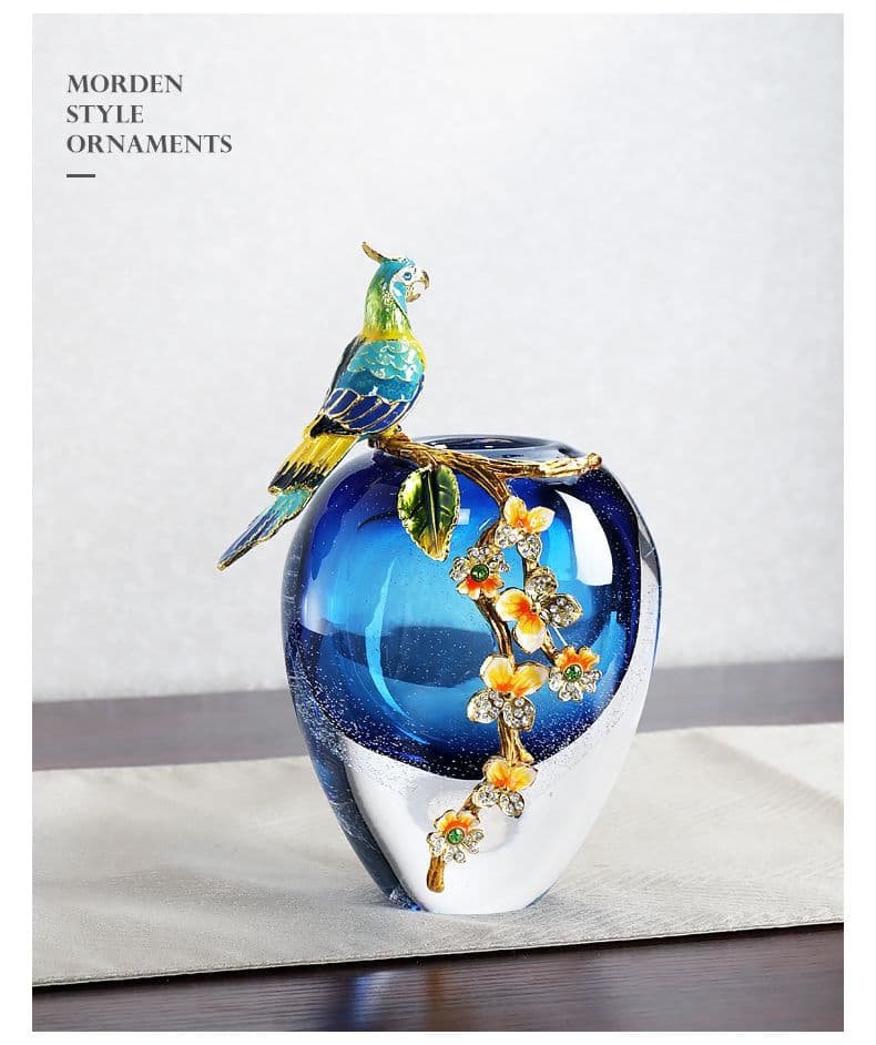 "National Peace" Handcrafted Blue Bird Vase – Artistic Home Decor - Image 7
