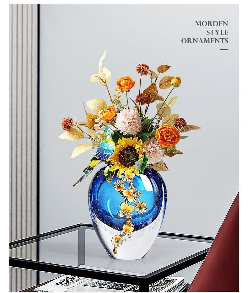 "National Peace" Handcrafted Blue Bird Vase – Artistic Home Decor