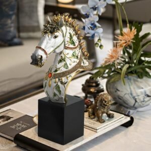 Enamel Horse Bust Ornament – Opulent & Vibrant Décor