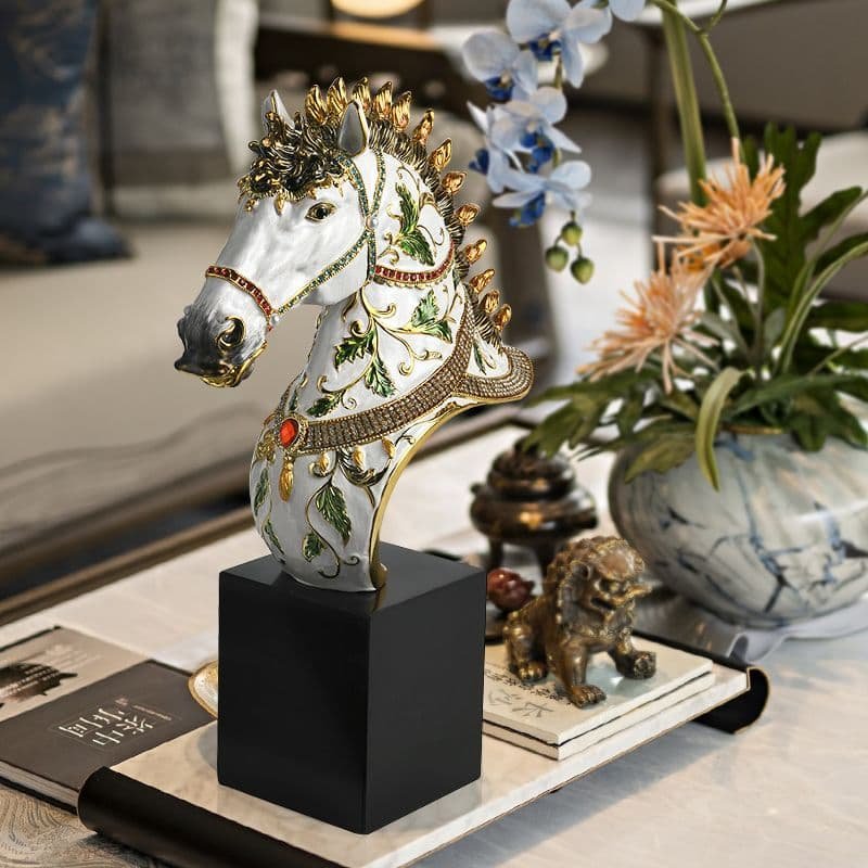 Enamel Horse Bust Ornament – Opulent & Vibrant Décor