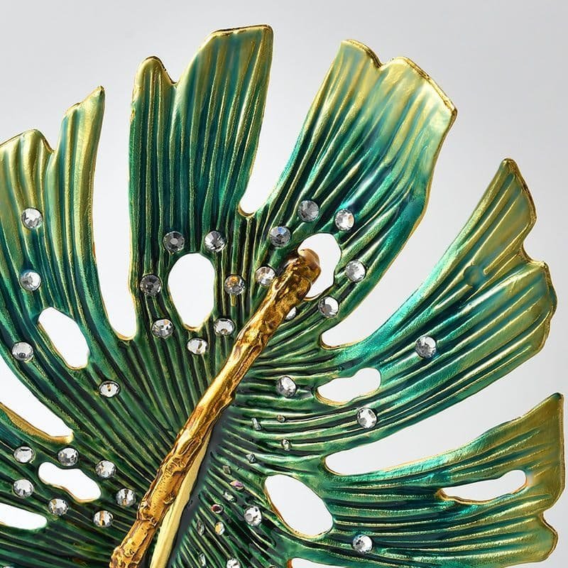 "Enamel Splendor" Crystal Monstera Leaf Sculpture – Elegant Botanical Art - Image 5