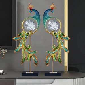 "Crystal Elegance" Peacock Pair Decor Set – Vibrant & Luxurious Home Accent