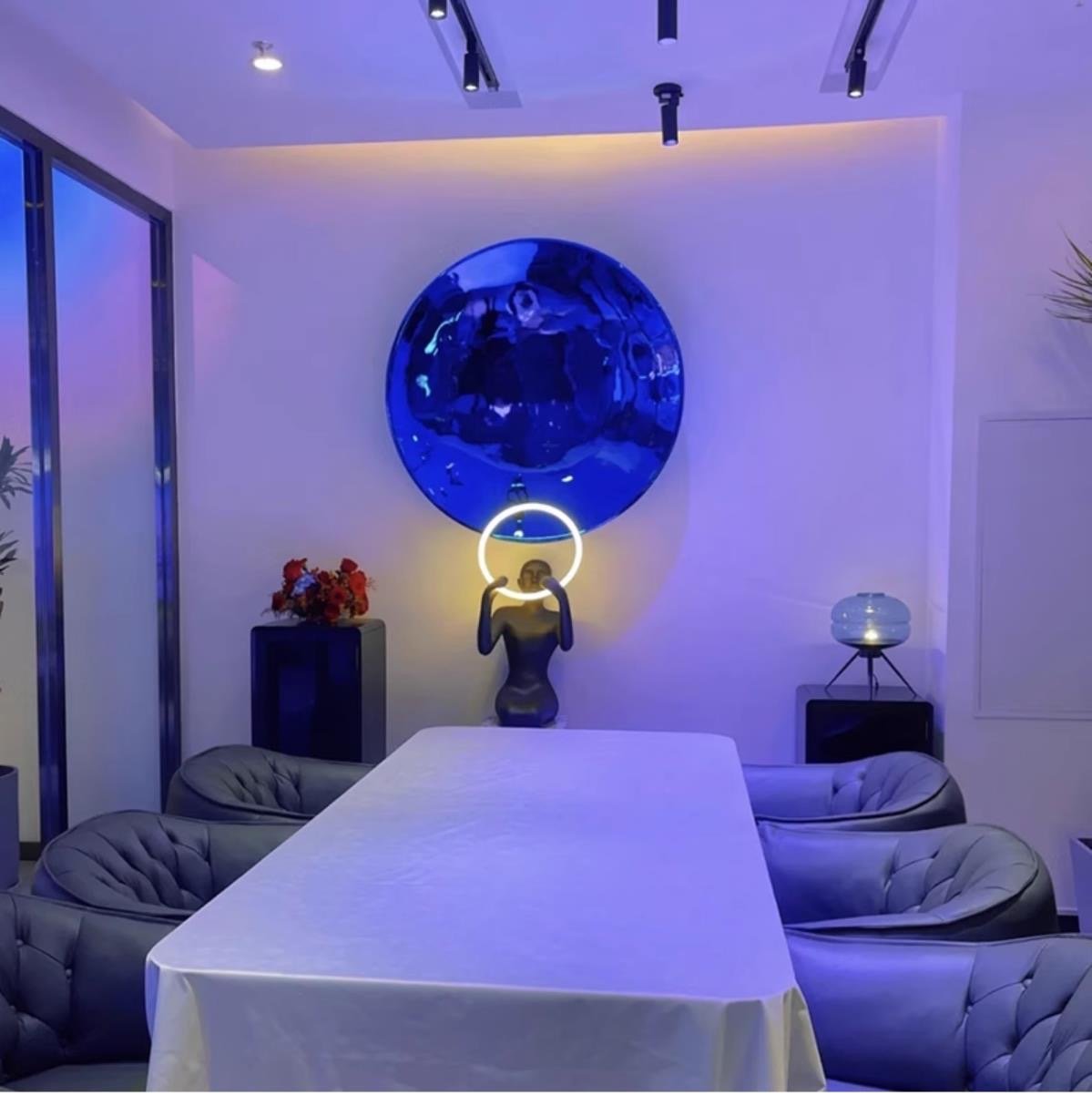 "Luminous Full Moon" Resin Round Wall Art: Modern Minimalist Statement - Image 7