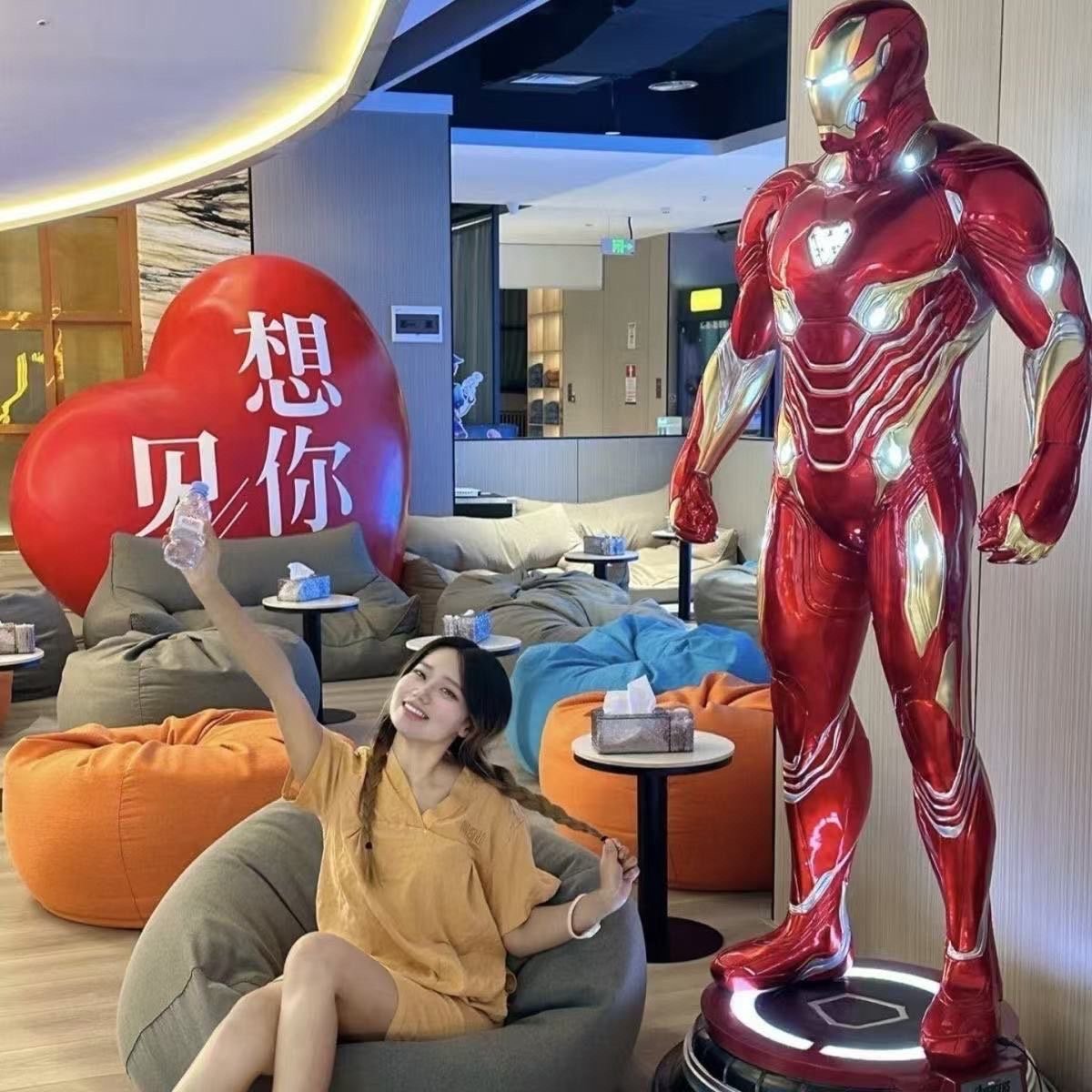 Life-Size MK50 Iron Man Statue – Heroic Presence in Red & Gold - Image 9