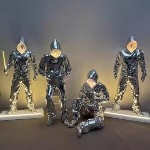 Life-Size Futuristic Illuminated Sculpture: Cosmic Balance Art Piece