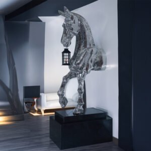 180 CM Majestic Silver Crystal Bust Horse Statue-Handwork Patch