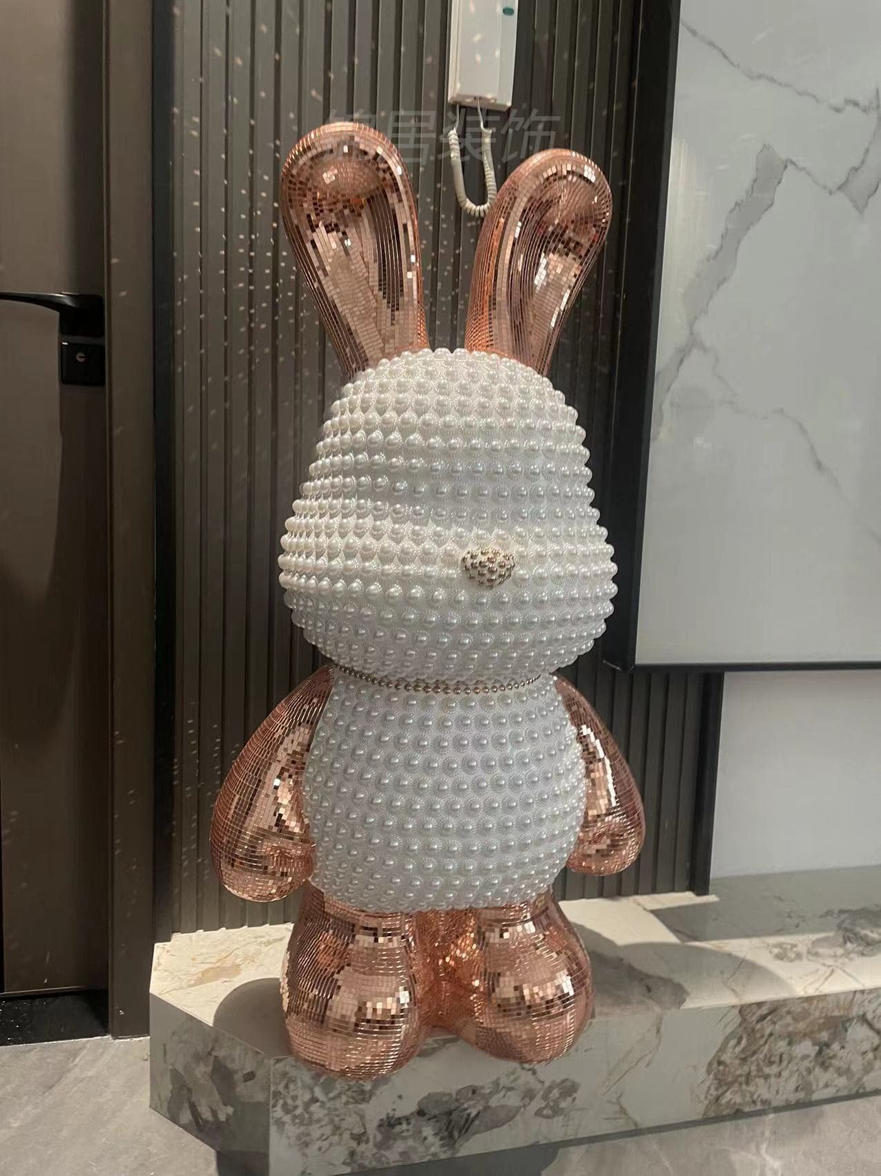 "Pearl & Rose Gold" Textured Rabbit/Bear Sculpture - Image 4