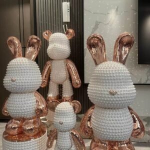 "Pearl & Rose Gold" Textured Rabbit/Bear Sculpture