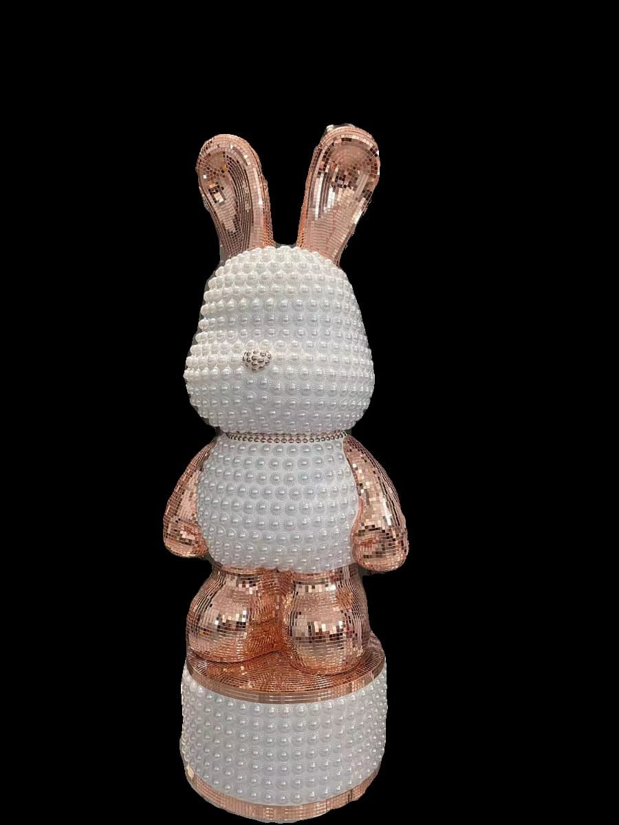 "Pearl & Rose Gold" Textured Rabbit/Bear Sculpture - Image 3