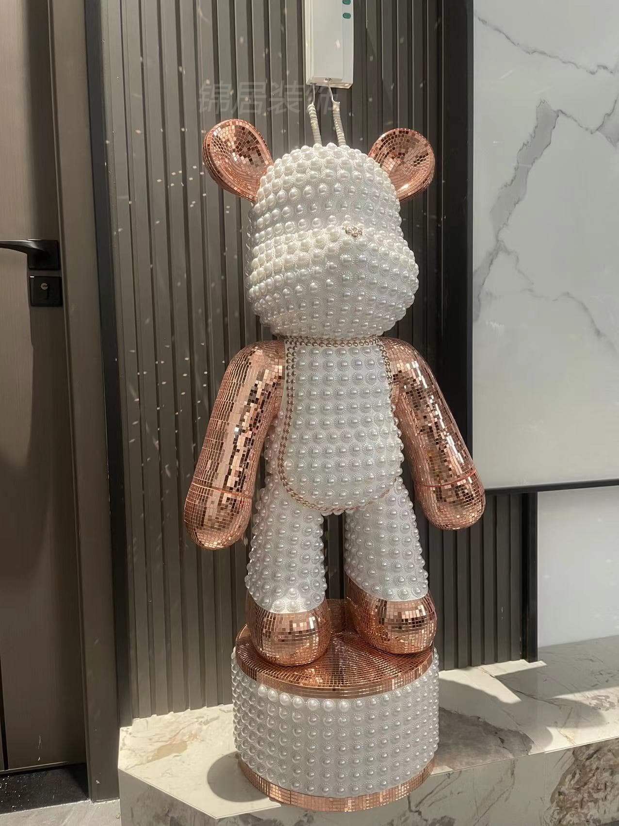 "Pearl & Rose Gold" Textured Rabbit/Bear Sculpture - Image 5