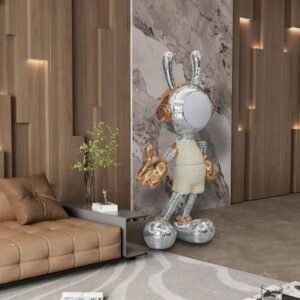 Standing Silver Rabbit Bluetooth Speaker with LED Light