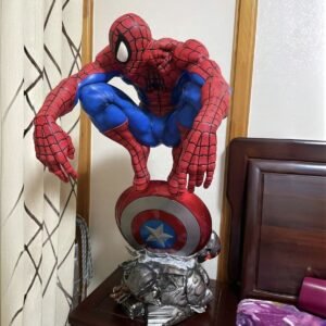 Custom 90cm High Spider - Man Action Statue (with Captain America Shield Base)