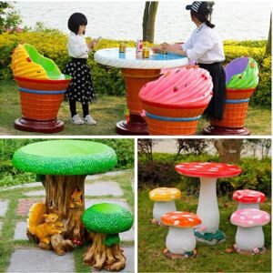 Mushroom & Ice - cream Table and Chair Sculptures (for Kindergarten, Park, Scenic Area)